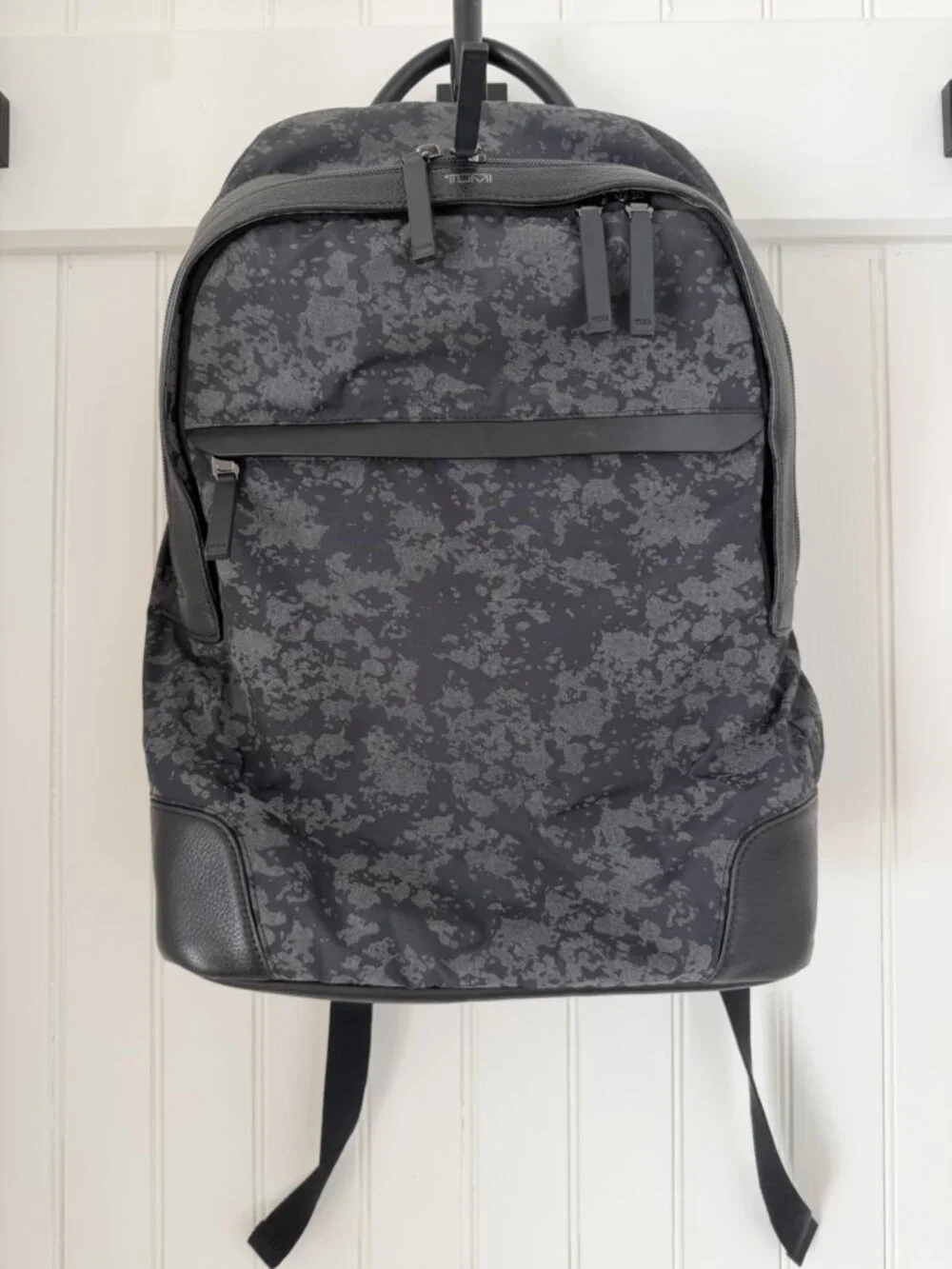 Tumi Dalston Massie Camo Nylon & Leather Laptop Backpack — Black Grey